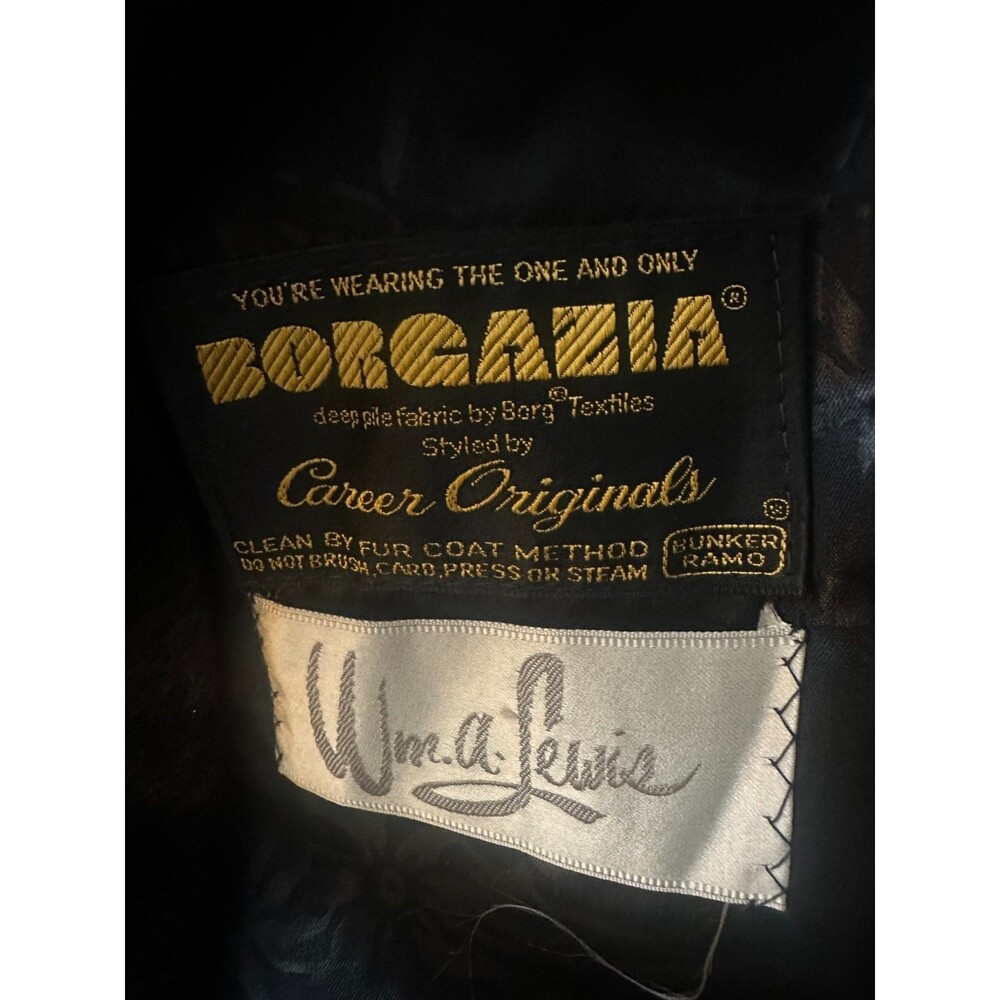 Vintage Borgazia Faux Fur Coat Luxurious Deep Pile Black/Brown Sz 12 Winter Chic - Picture 5 of 8